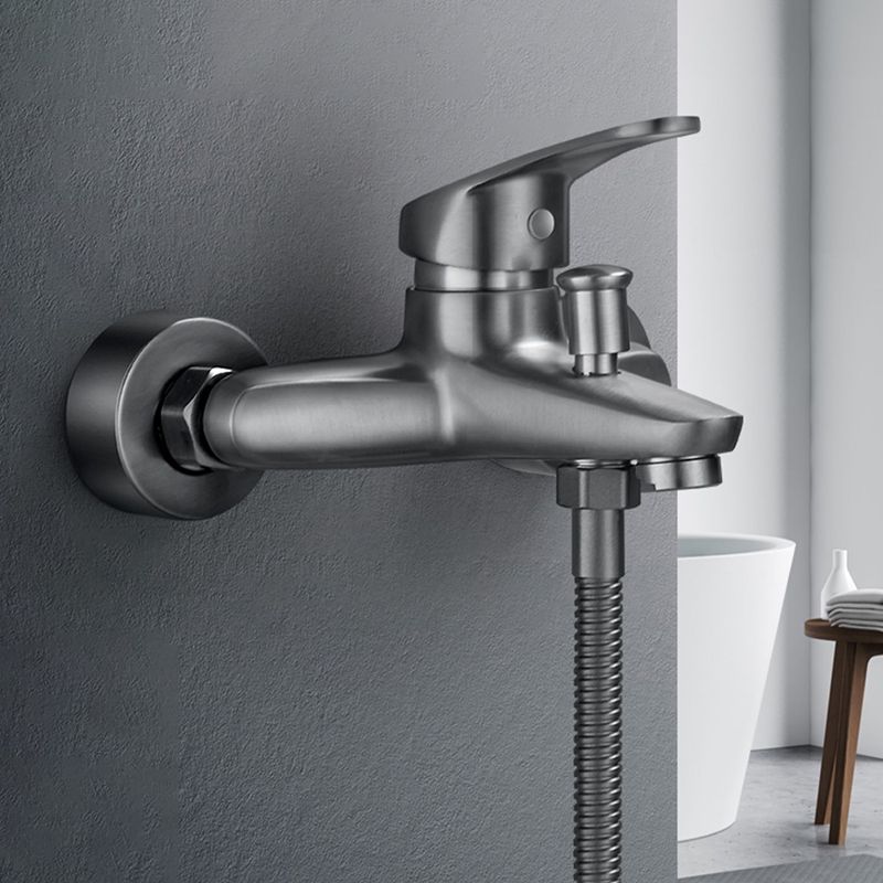 Solid badekarkran med hånddusj, slange, spakhåndtak, veggmontert, 2 hull, badekarpåfyllingsventil