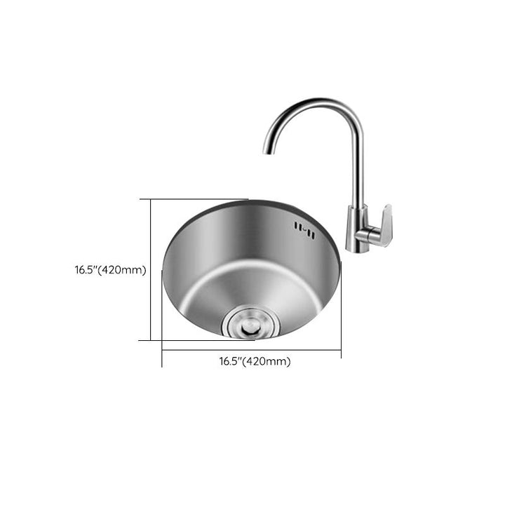 Rund stålvask, innebygd vask med kurvventil