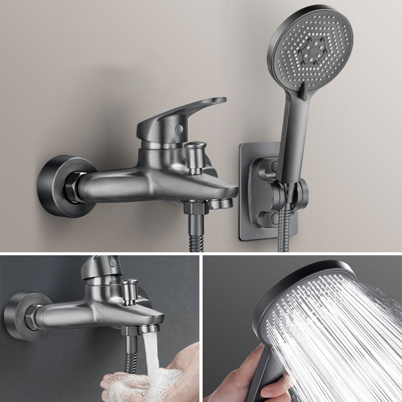 Solid badekarkran med hånddusj, slange, spakhåndtak, veggmontert, 2 hull, badekarpåfyllingsventil