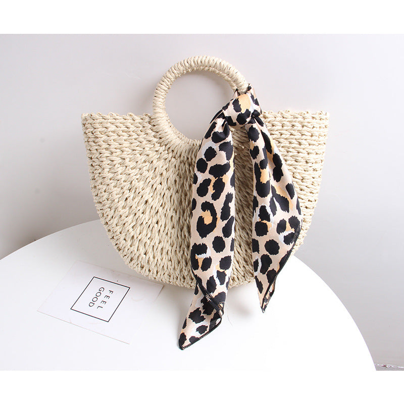 Braided basket bag with elegant silk scarf Skanto