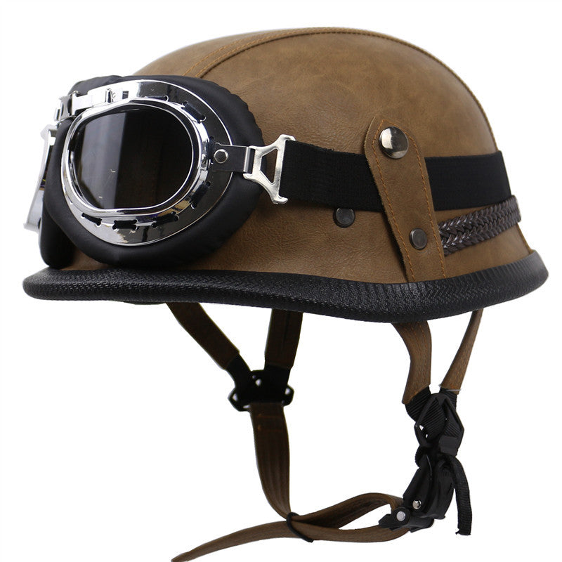 Vintage-stil motorsykkelhjelm med briller Skanto