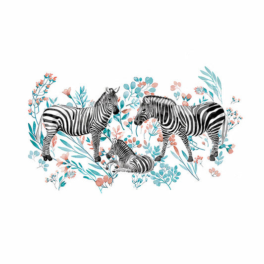 Norvo | Stilige zebra tapeter med flerfargede blomstermønster på hvit for soverommet