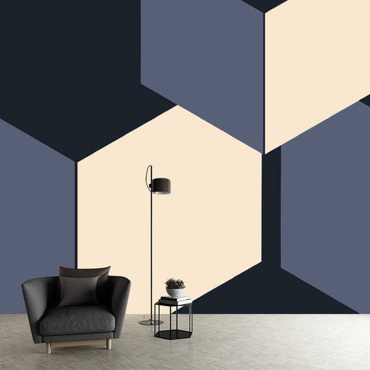 Norvo | Gul-Blå Pil Veggmaleri Abstrakt Kunst Deco Vanntett Veggdeksel for Soverom
