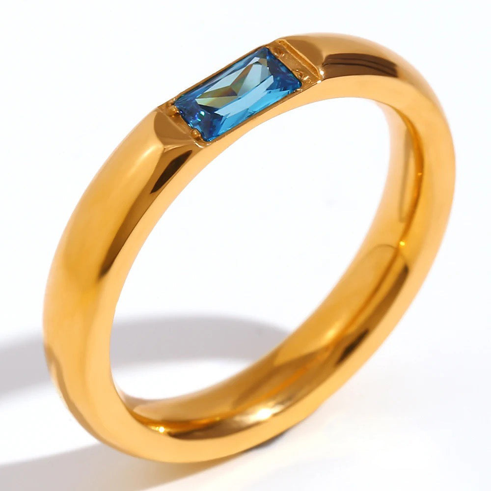 Skanto | 18k Baguette Cut Fødselsstein Ring