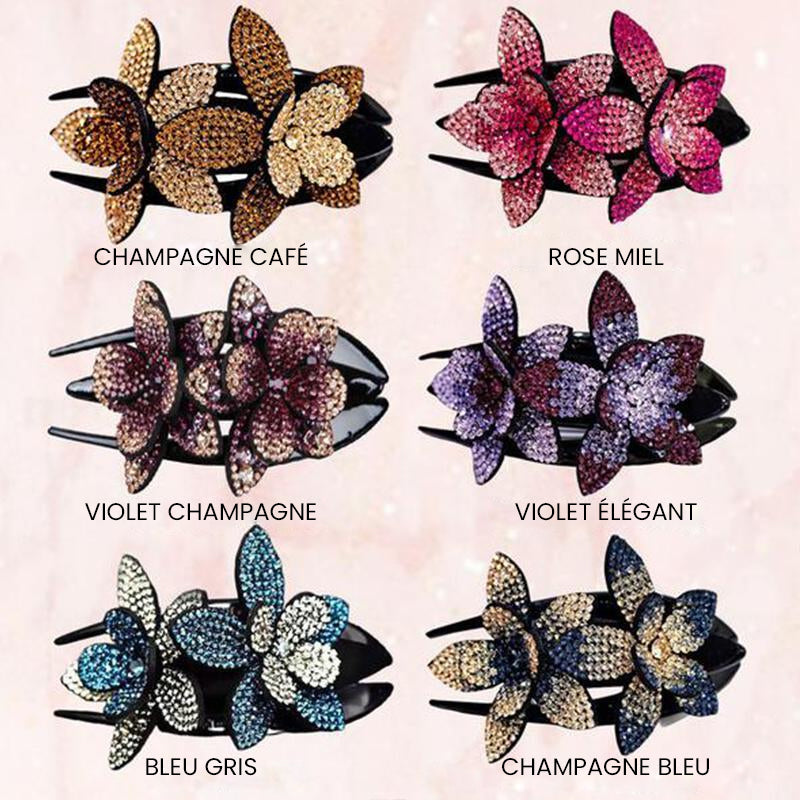 Double Flower Rhinestone Hair Pin | Skanto