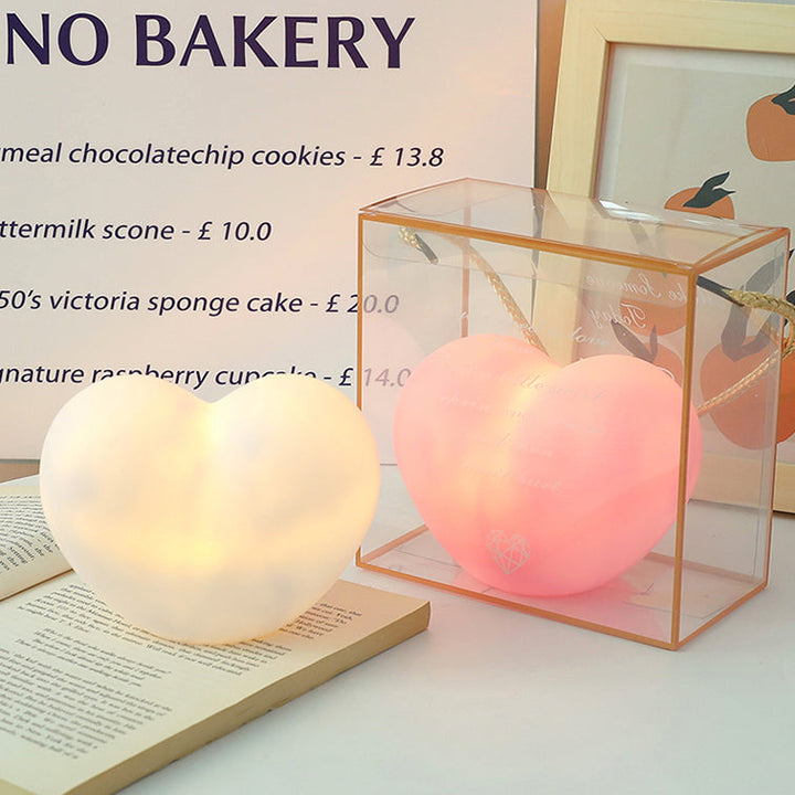 Skanto | LuvSphere Silikon LED Nattlys | Hjerteformet Design | Bordlampe | Varm Stemningslys | Dekorativ