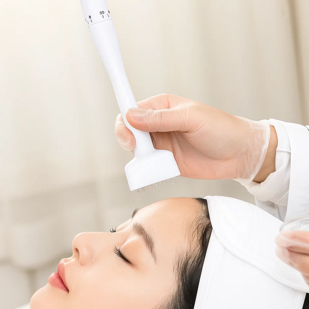 RevitaGlow | Microneedling Derma Stamp – Justerbar dybde – 140 nåler – Hud- og hårfornyelse Skanto