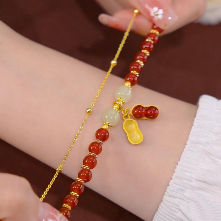 Skanto | Double Chain Natural Jade Bracelet