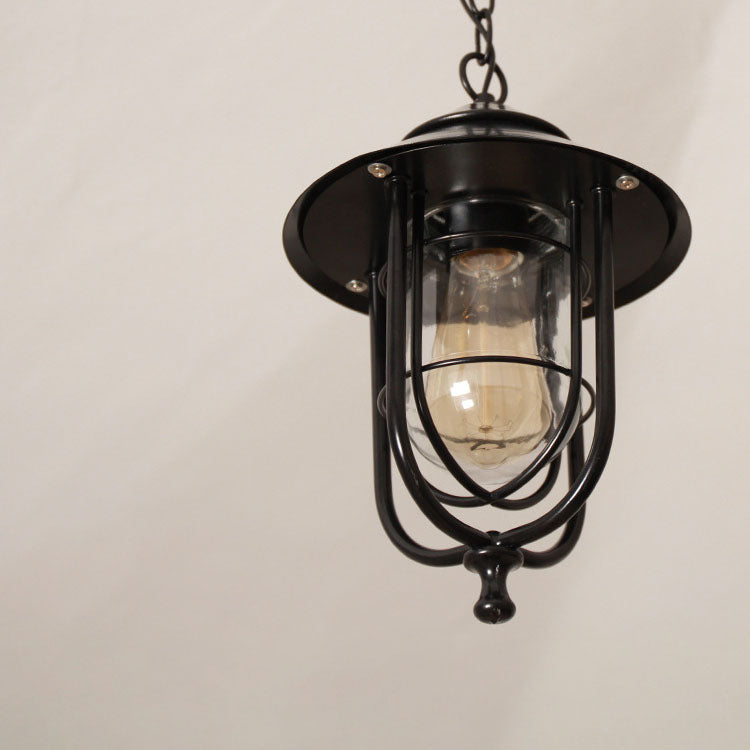 Industriell vintage aluminium bur glass 1-lampe utendørs vanntett pendellampe | Skanto