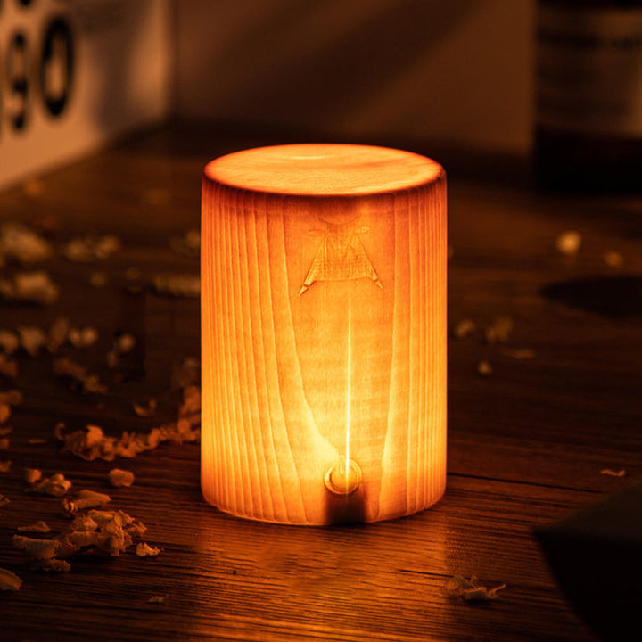 Trådløs LED-Tae-lampe med berøringskontroll | Oppladbart batteri | Tresjaring-design | Justerbar lysstyrke