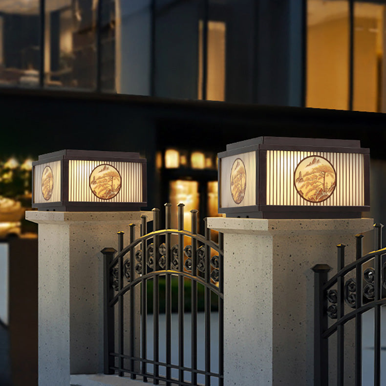 Moderne minimalistiske solvanntette firkantede aluminiums glass LED post hodelys for hage | Skanto