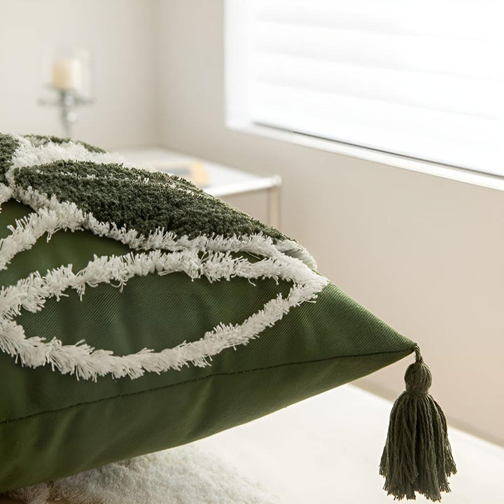 Skanto | Plush Leaf With Tassel Cushion Cover
