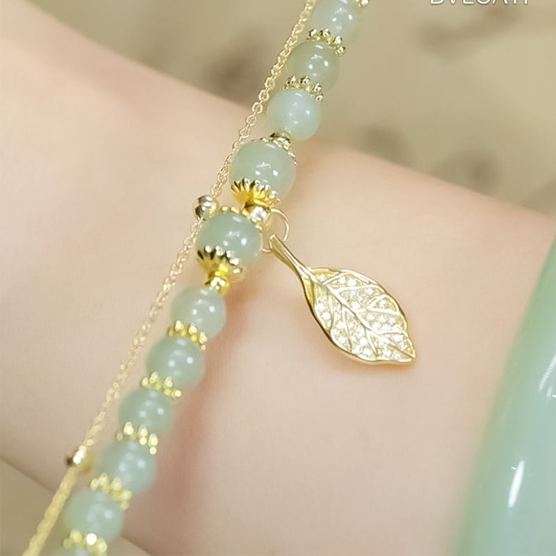 Skanto | Hetian Jade Armbånd med Blad