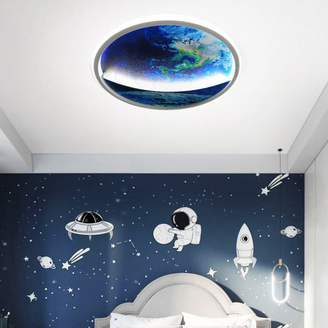 Skanto | Modern Art Deco Planet Earth Rund Silikon Jern LED Taklampe For Stue
