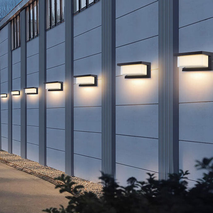 Moderne minimalistiske solrektangel PC LED utendørs vegglampe for utendørs patio | Skanto