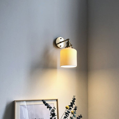 Skanto | Japansk Retro Minimalistisk Sylinder Oval Messing Lucite 1-Lys Vegglampe