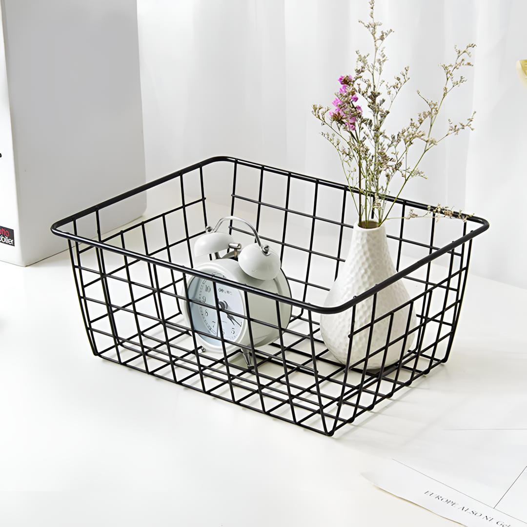 Skanto | Moderne Wire Storage Basket med Håndtak – NeatBasket