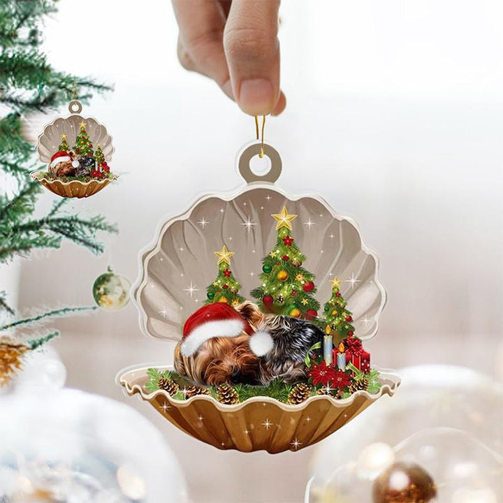 Skanto | Fransk Bulldog - Sovende Perle i Jule Dobbel Ornament