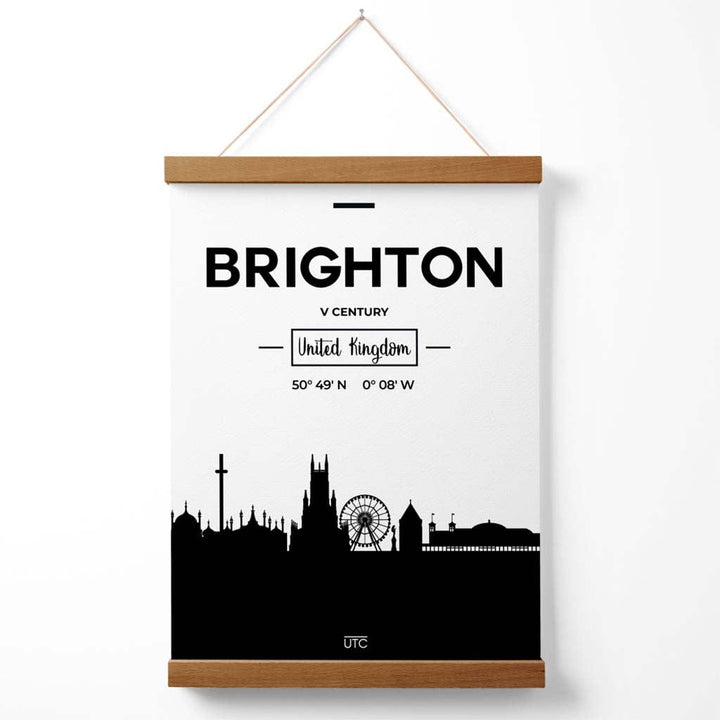 Brighton svart-hvitt bybildeplakat med oppheng
