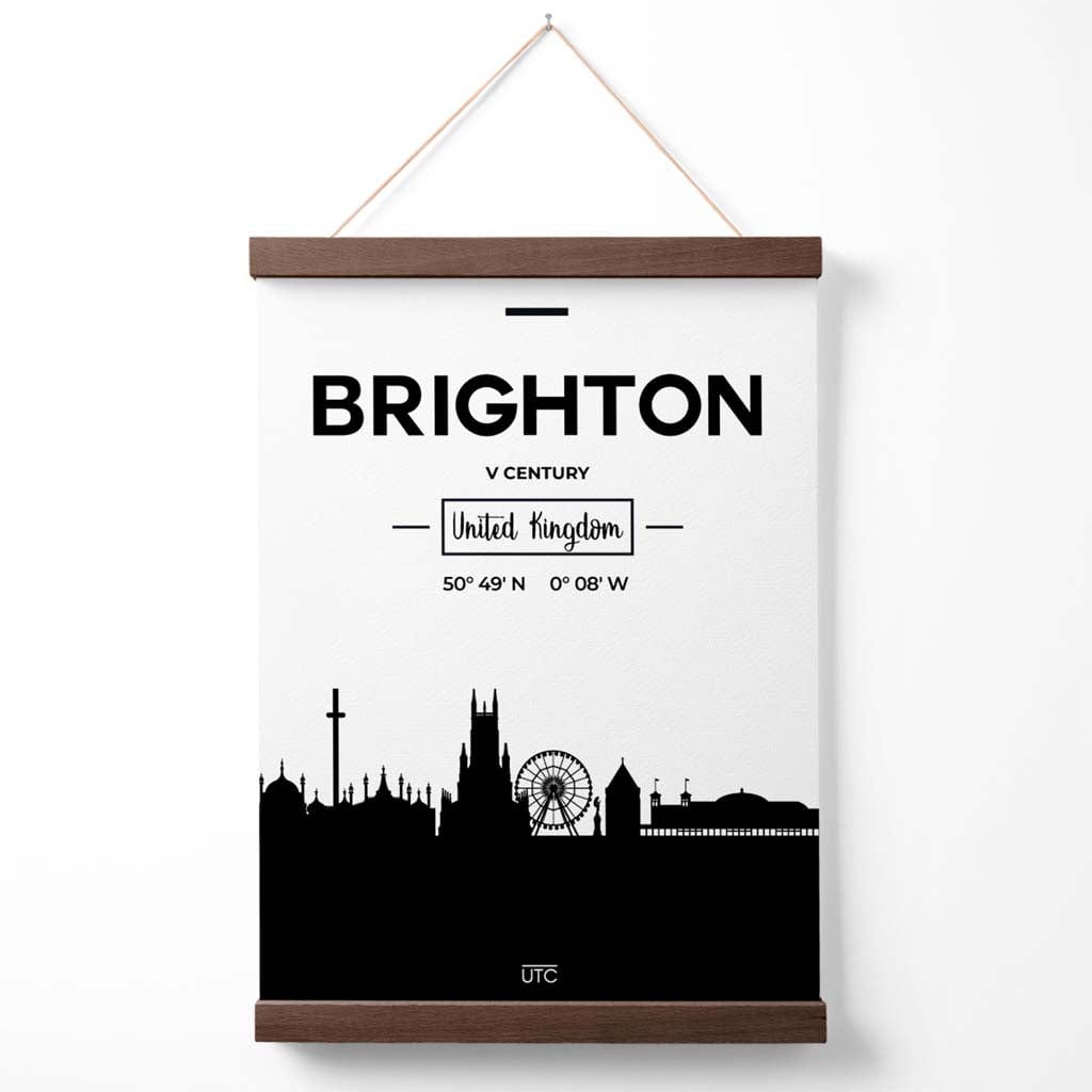 Brighton svart-hvitt bybildeplakat med oppheng