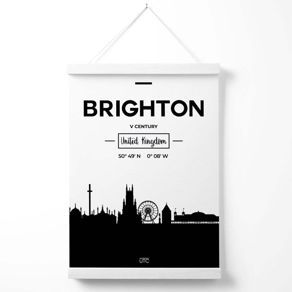 Brighton svart-hvitt bybildeplakat med oppheng