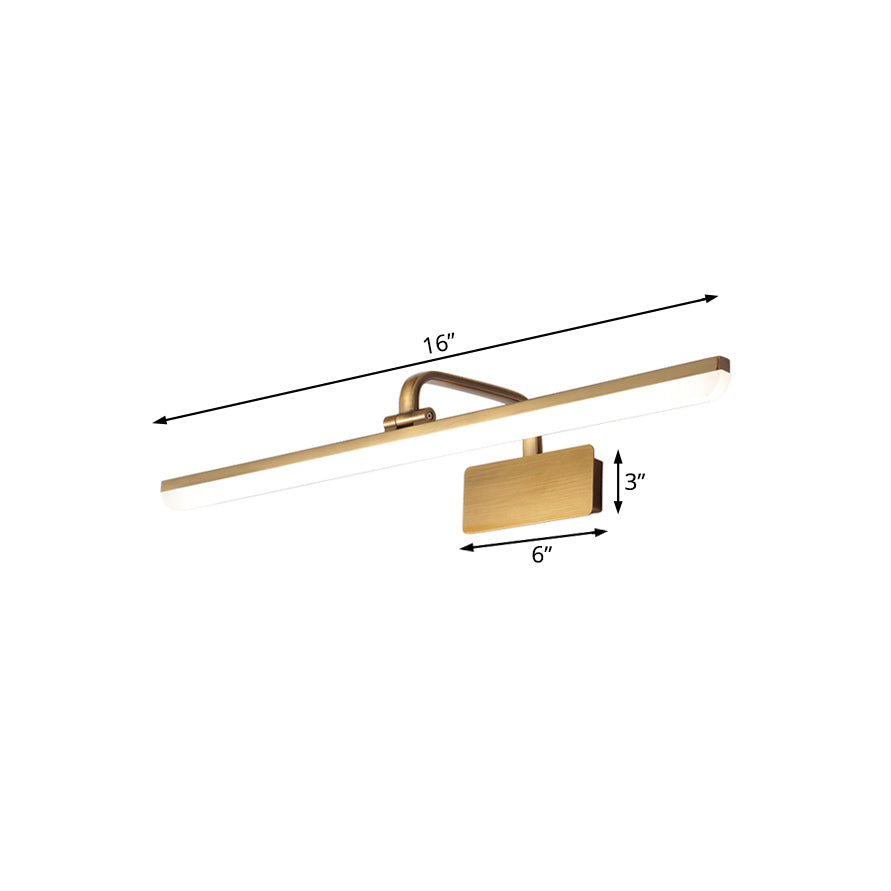 LED Innendørs Vegglampe med Ultra-Tynn Akrylskjerm Børstet Messing Vanity Sconce Lys i Varme/Hvit Belysning, 16"/19.5" B | Skanto