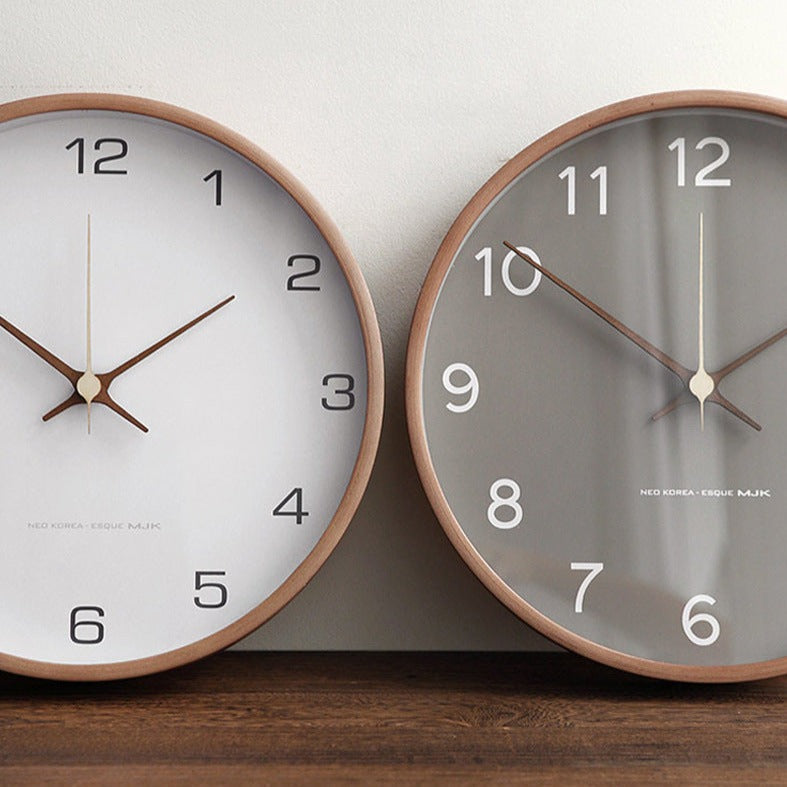 Minimalistisk Treveggklokke - Stille Analog Klokke Laget av Massivt Tre til Stue og Soverom | Skanto