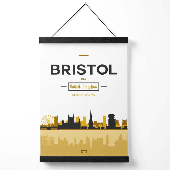 Bristol bybildeplakat i gult og svart med oppheng