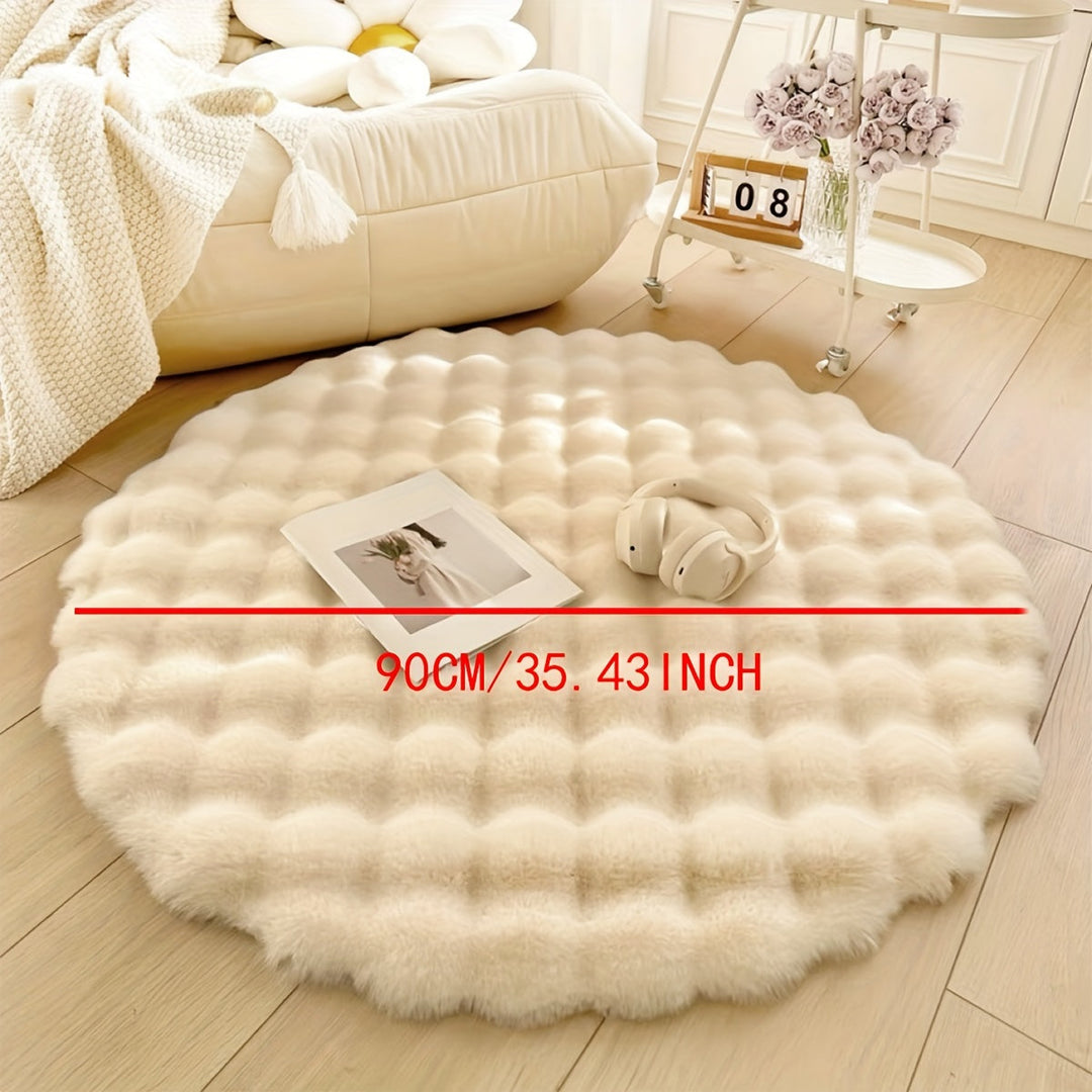 Rund fluffy teppe for stilige rom – Mykt teppe for stue og soverom | Skanto