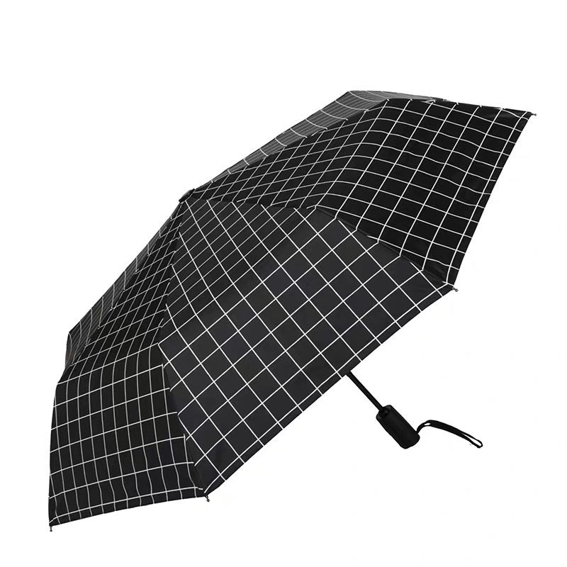 Dame elegant sammenleggbart paraply med trendy fjærdesign Skanto