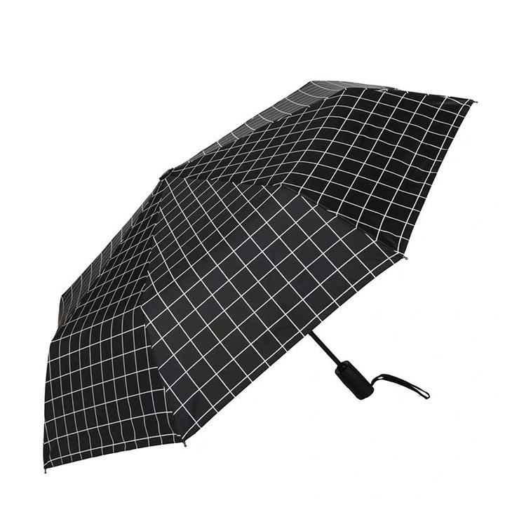 Dame elegant sammenleggbart paraply med trendy fjærdesign Skanto