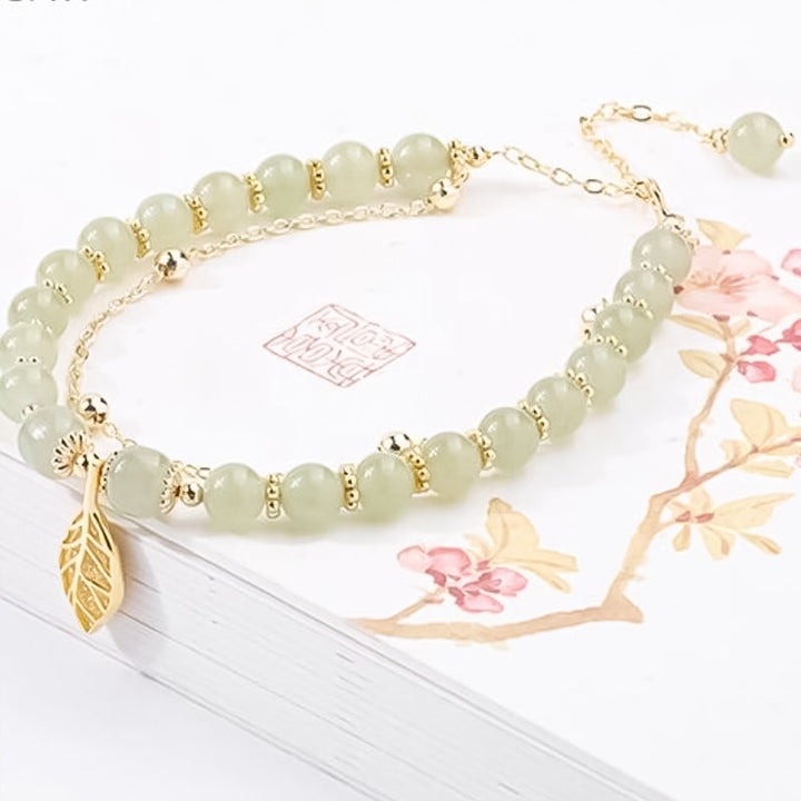 Skanto | Hetian Jade Armbånd med Blad