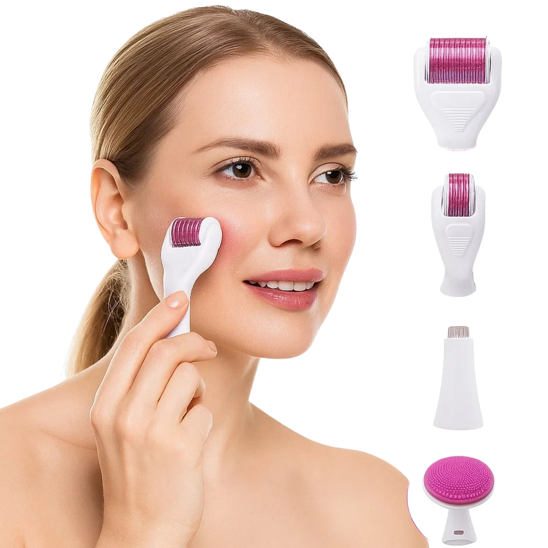 DermaGlow Microneedling Derma Roller Kit – Anti-Aging – Titannåler – Hjemmeskincare for Kvinner Skanto