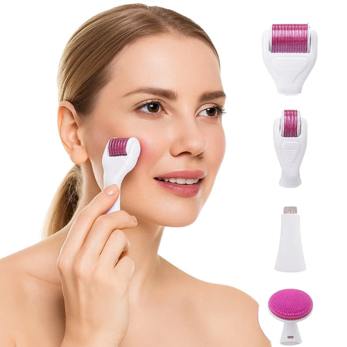 DermaGlow Microneedling Derma Roller Kit – Anti-Aging – Titannåler – Hjemmeskincare for Kvinner Skanto