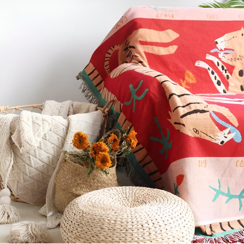Skanto | Leopard Vevd Frynse Teppe