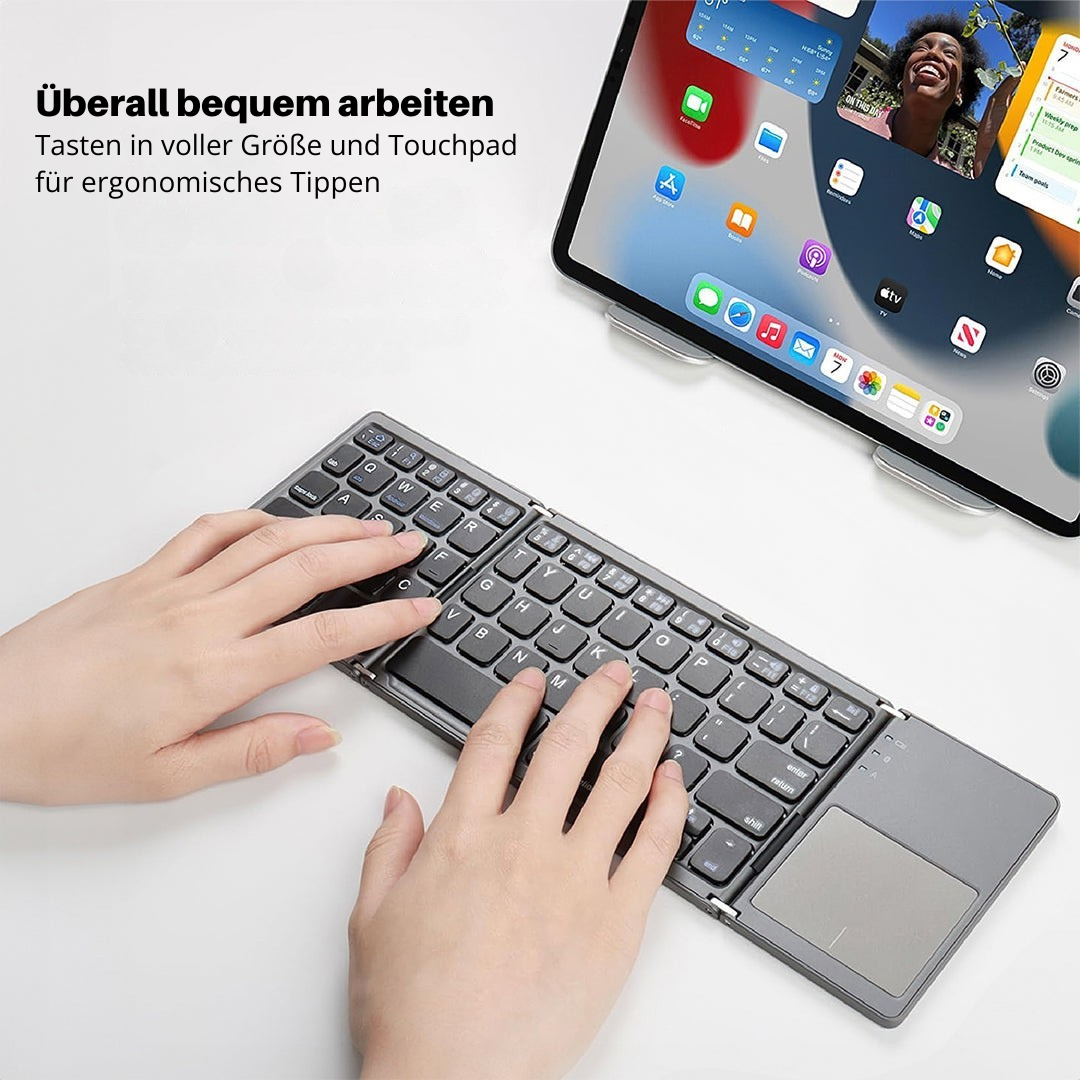 Skanto | Sammenleggbart Bluetooth-tastatur | Innebygd Berøringsplate | Svart