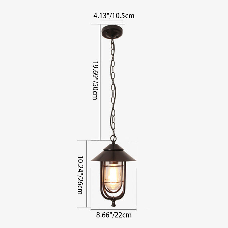 Industriell vintage aluminium bur glass 1-lampe utendørs vanntett pendellampe | Skanto
