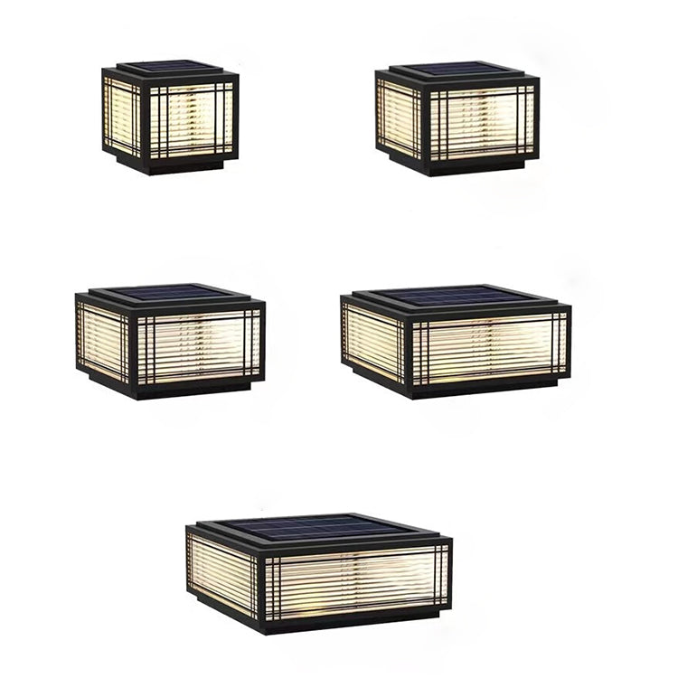 Tradisjonelt kinesisk kvadrat aluminium glass 1-lampe post hode lys for hage | Skanto