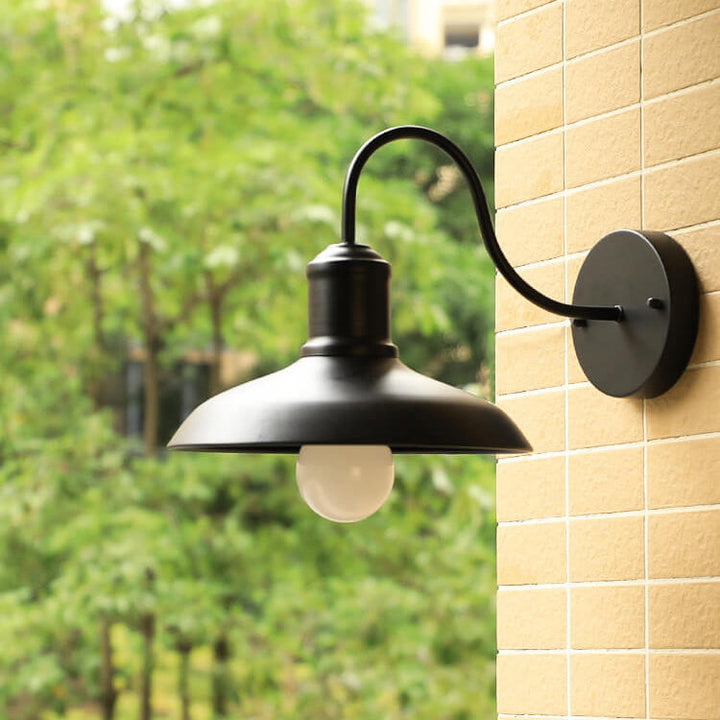 Retro Loft Dome Jern Utendørs Vanntett Vegglampe med 1 Lyskilde og Buet Arm