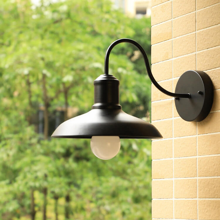 Retro Loft Dome Jern Utendørs Vanntett 1-Lyskilde Buet Arm Vegglampe | Skanto