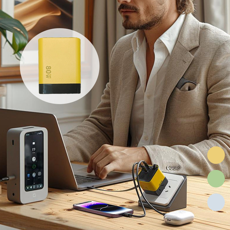Skanto | 3 i 1 GaN-lader, skalerbar 80W MAX hurtiglader modul med Type-C-kabel og 2 USB-porter