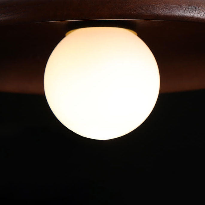 Norvo | Modern Minimalist Rund Skive Solid Tre 1-Lykt Vegglampe