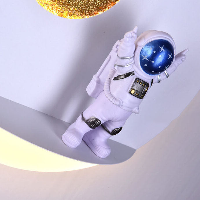 Skanto | Moderne Kreativ Jern Harpiks Rund Astronaut LED Vegglampe for Soverom