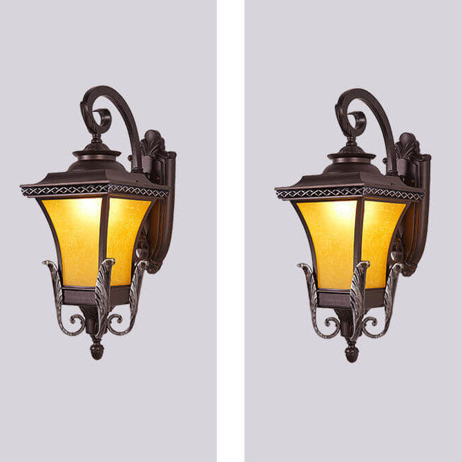 Europeisk Vintage Utendørs Firkantet Bur Aluminium Glass 1-Lys Vegglys | Skanto