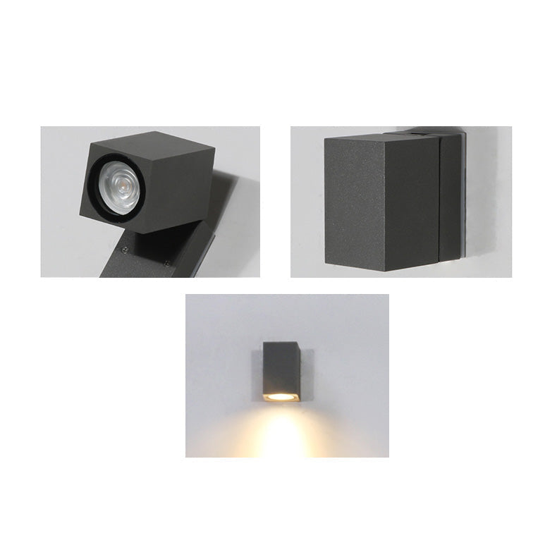 Moderne Industriell Rektangulær Aluminium 1-Lys Utendørs Vegglampe For Hage | Skanto