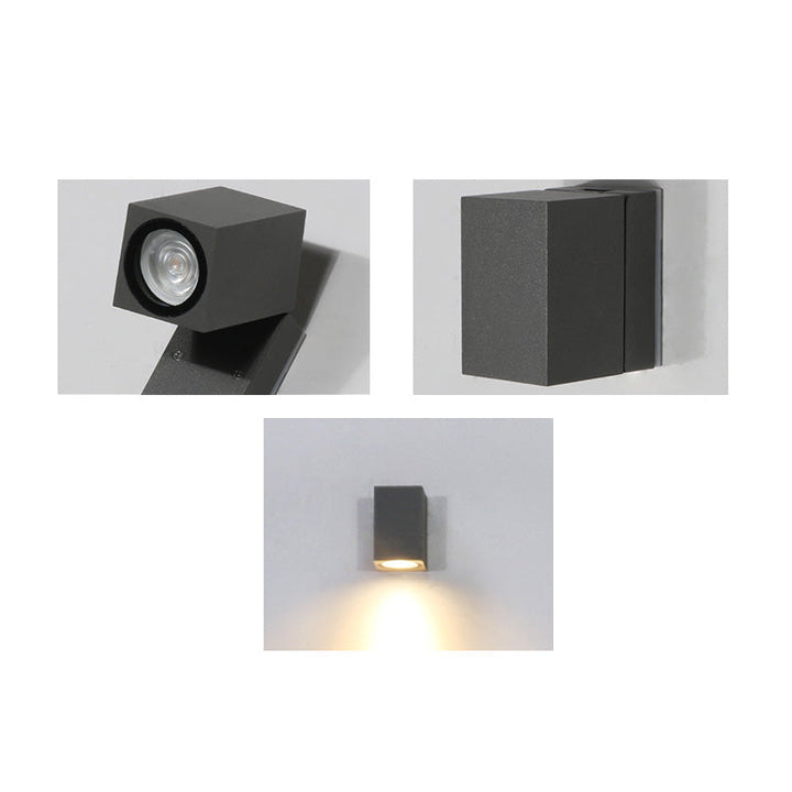 Moderne Industriell Rektangulær Aluminium 1-Lys Utendørs Vegglampe For Hage | Skanto