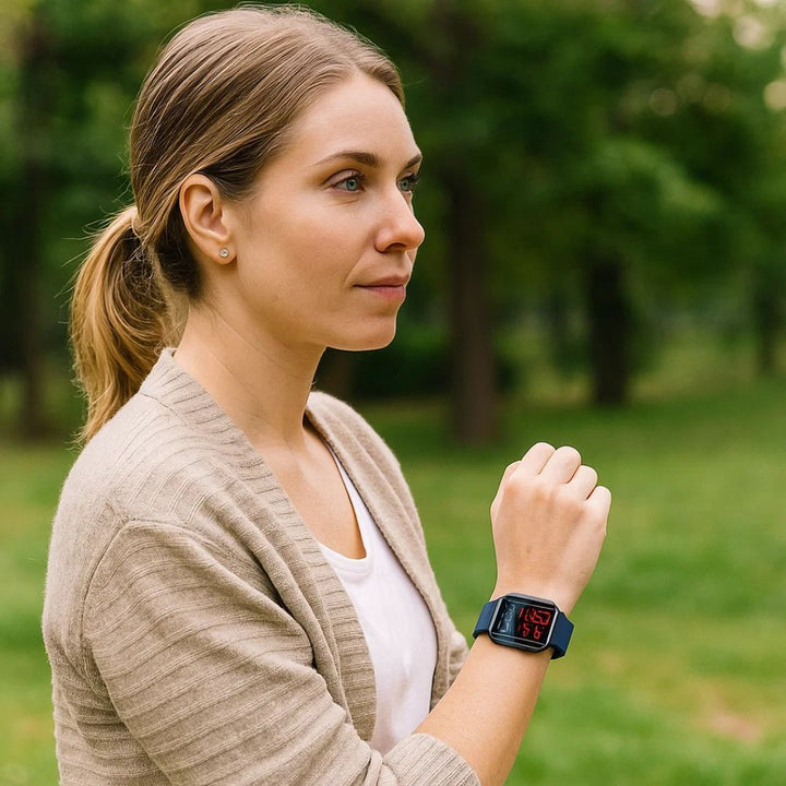 GlucoWell | Ikke-invasiv diabetes-smartklokke – Blodsukkermåler – HD-skjerm – Smertefri glukoseovervåking for voksne Skanto