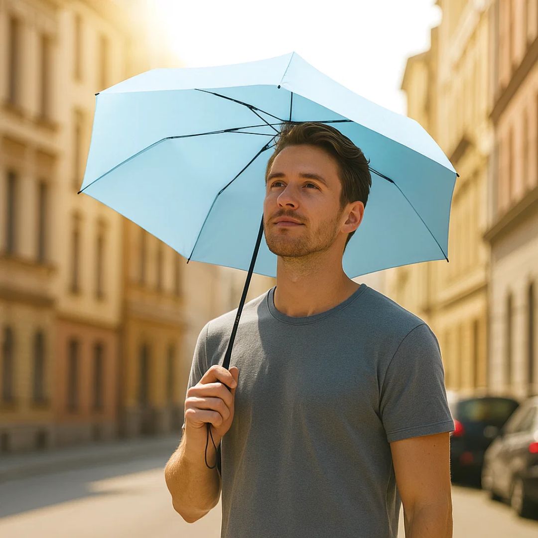 UrbanBrolly | Mini UV Sammenleggbar Paraply – UPF 50+ Solbeskyttelse – Vannavvisende – Lett Bærebar Størrelse Reise Bruk Skanto