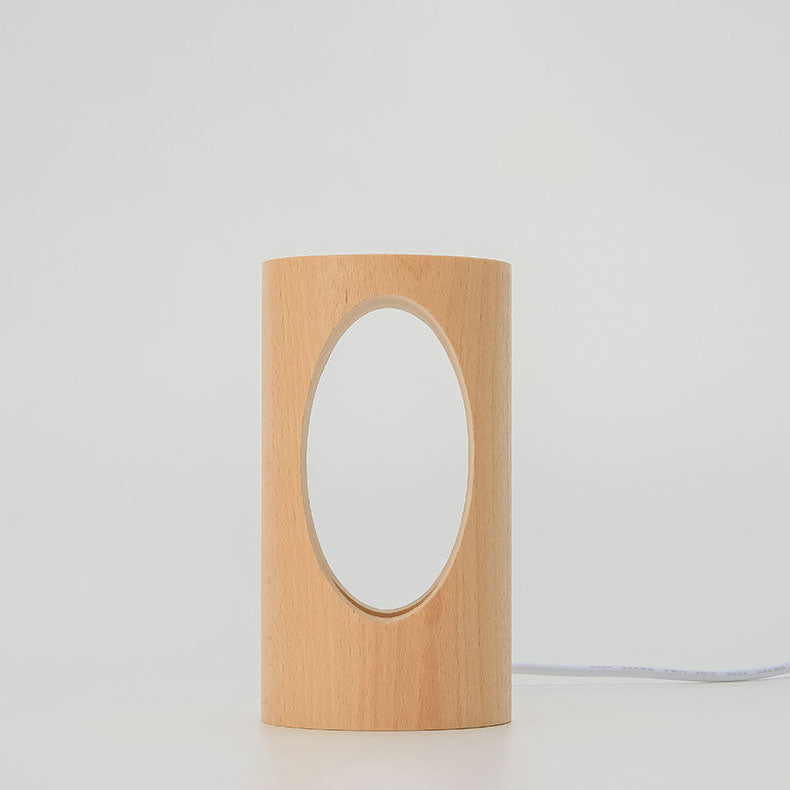 Skanto | Japansk heltre rektangulær søyle LED nattlampe USB bordlampe