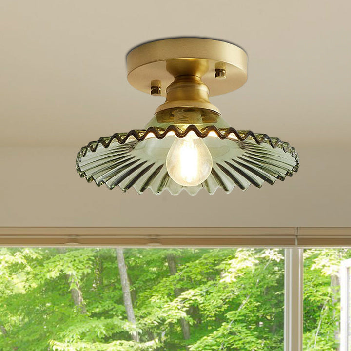 LumiCraft – Industriell Taklampe med Grønn Glasskjerm | Skanto